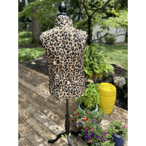 Charter Club Reversible Vest Animal Print / Beige Soft Pockets Quilted Zip Sz S - Picture 4 of 13